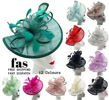 Women's Sinamay Disc Feathers Fascinator Headband Hat Wedding Race Royal Ascot