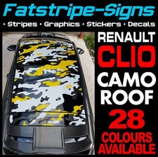 to fit RENAULT CLIO MK4 CAMO ROOF GRAPHICS STRIPES STICKERS DECALS 1.2 D SPORT