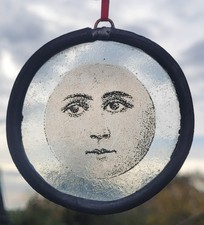 Stained Glass Moon suncatcher leaded hanging piece