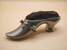 Antique Silver Plated Shoe Pin Cushion Combi Tape Measure