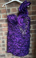 Tony Bowls Purple Black Tiger Animal Print Mini Party Prom Diamanté Dress Sz 12