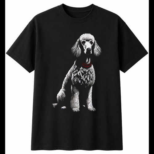 Greyscale standard poodle with - standard,