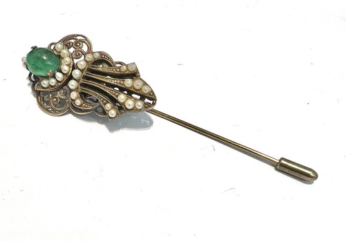 Antique brass faux pearl green - faux,