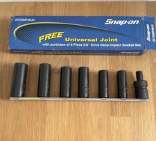 Snap On 3/8" 6pc 6-point Deep Impact Socket Set + Universal Joint 12-19mm