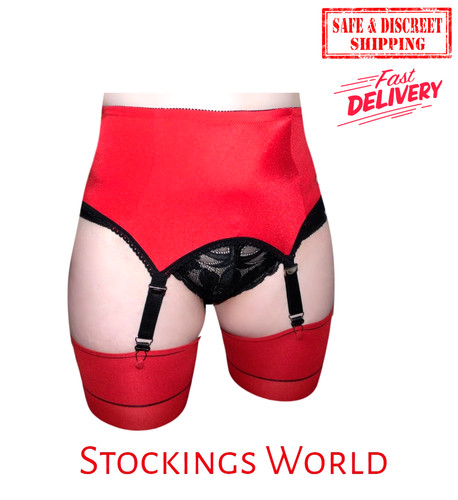 Red suspender belt retro - red,