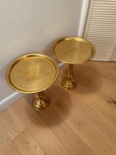 Moroccan brass tea tray table.