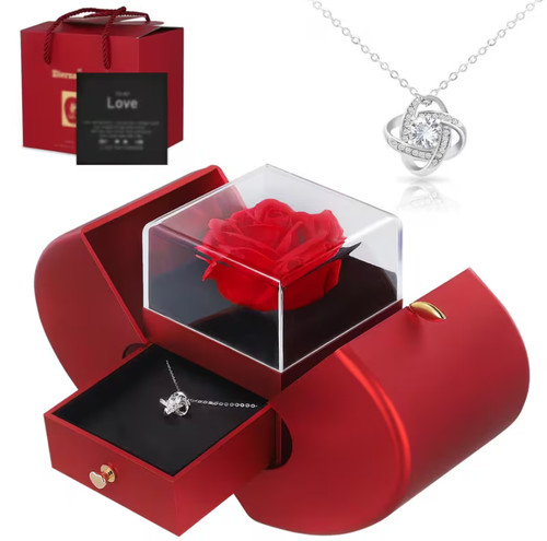 Red rose necklace - necklace, set