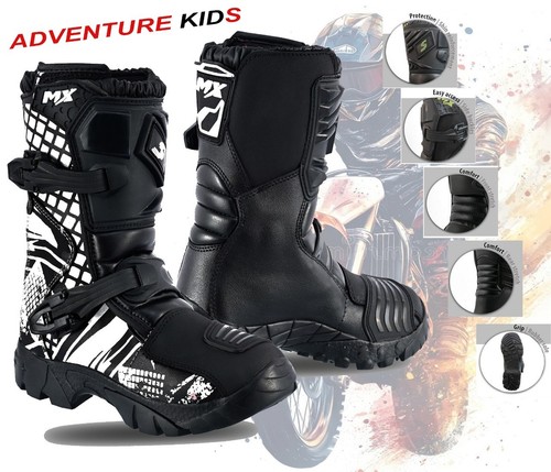 Kids black white leather off - black, &