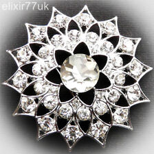 NEW SILVER ART DECO BROOCH PINS LARGE CRYSTALS BOUQUET LADIES WEDDING JOB BRIDAL
