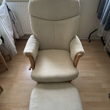 Dutailier Recliner Glider Nursing Rocking Chair with Footstool Cream covers