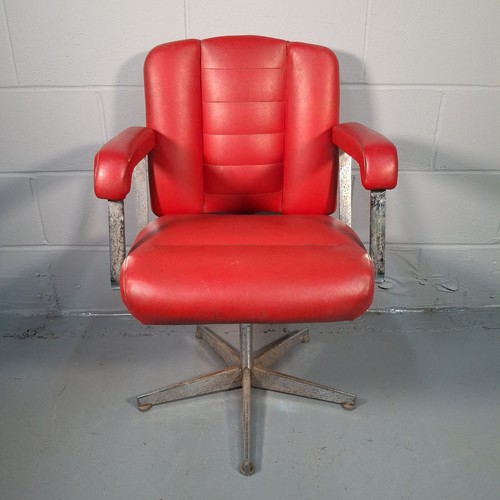 Vintage red swivel arm chair - arm,