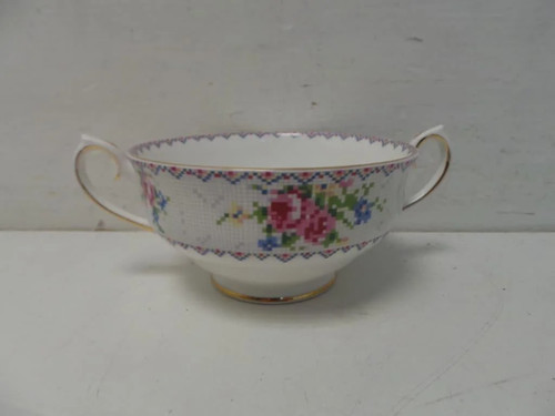 Petit point soup - bowl, royal