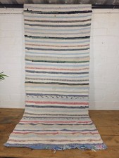 Vintage 2.6m 1950's Swedish Scandinavian Hand Woven Rag Rug Carpet Runner Yoga