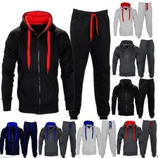 MENS FLEECE HOODED PUFFER JACKET SWEATSHIRT TRACKSUIT ZIP UP HOODIE GYM FULL XL