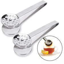 Steel Tea Tongs Tea Bag Squeezer Strainer Holder Grip Spoon Kitchen