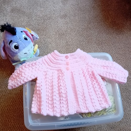 Hand knitted baby mattinee - hand,