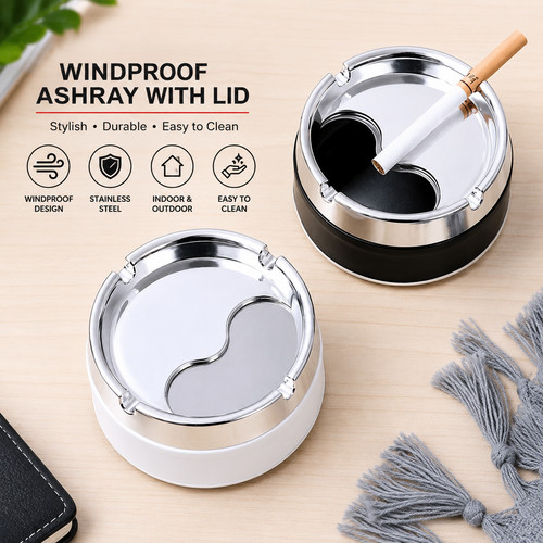 Stainless steel ashtray - stainless, with