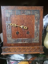 Art Deco Mantle Clock In Dark Oak Case