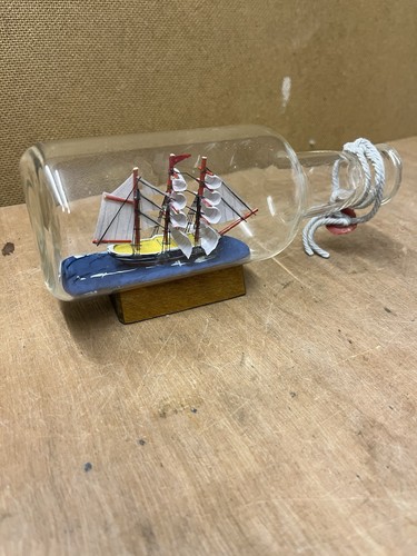 Ship glass bottle wooden - in,