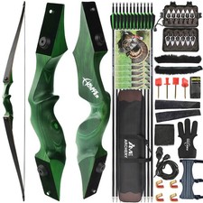 60" Archery Recurve Bow Arrow Set Takedown Wood 20-60lbs Limbs Target Shoot RHLH