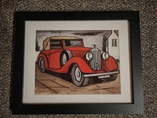 Beautiful Vintage Bernard Buffet Print. Framed. Rolls Royce. Classic British Car