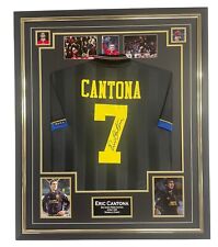 Framed Eric Cantona Black United Signed Shirt Autograph Jersey KUNG FU Display
