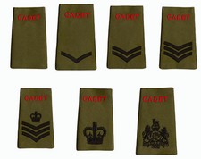 ALL RANKS Pair of ACF / CCF RANK SLIDES for MTP ( Army Cadet Force Olive Green