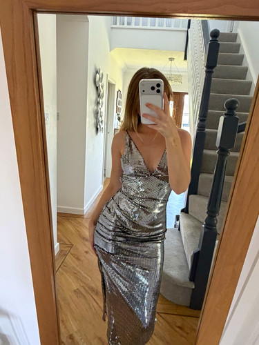 Zara silver sequin slip - xs,