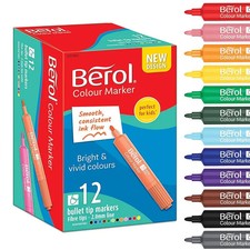 Berol Felt Tip Colouring Markers | Bullet Point (2.0mm) | Assorted Colours with