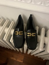 Massimo Dutti Black Leather Flats Never Worn Size 6