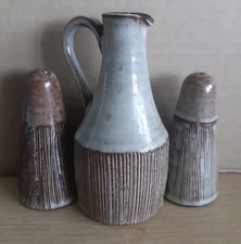 Vintage Creigiau Pottery Vinegar Jug & Salt & Pepper Shakers Pots