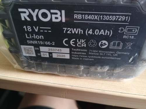 Ryobi rb1840x 18v lithium - 18v, lithium+