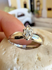 Ladies 10k White Gold NATURAL Round Diamond Solitaire COCKTAIL Ring