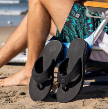 Reef Fanning Mens Flip Flops All  Black  NEW Air Heel Bottle Opener Surf