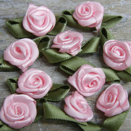 Satin rosebuds ribbon - rosebuds, flowers