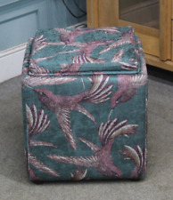 Lounge Co. Taylor Storage Cube, Footstool in Paradise Bird Sage Fabric (1381)