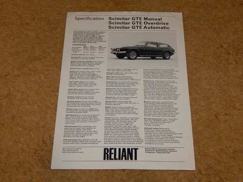 Reliant scimitar gte - reliant, manual
