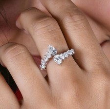 1.77 Ct Real SI/H Pear Shape Diamond Ring 14k White Solid Gold Birthday Gift