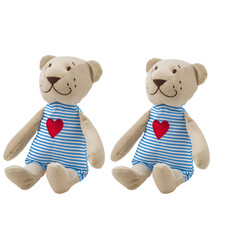 2 Beige Plush Teddy Bears 21cm