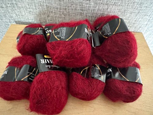 Mohair yarn red - red, ball