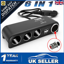 4 Way 12V 120W Multi Socket Car Cigarette Lighter Splitter USB Charger Adapter
