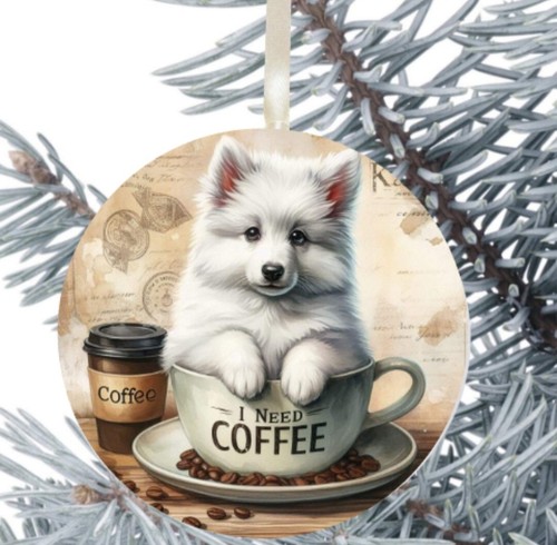 Samoyed dog hanging - samoyed, bauble