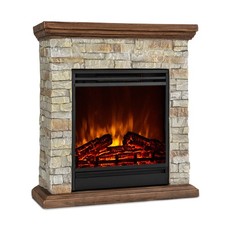 Electric Fireplace and Surround 1800W Electric Fire Stove Brown LED Flames Timer