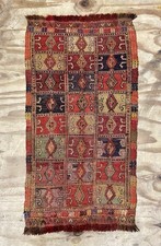 Antique Anatolian Turkish Konya Flat Weave Yastic Kilim Rug