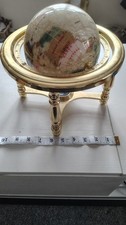 Mother of pearl & gemstone globe with compass, APPX 11 inch tall