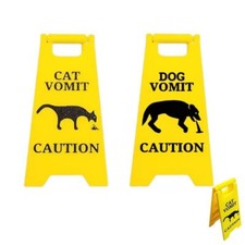 Funny Cat Vomit Sign Bright Yellow Yard Signs Fashion Warning Sign