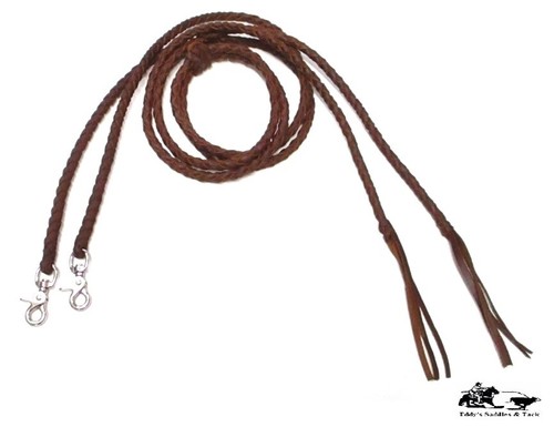 Braided leather split reins - split, 4