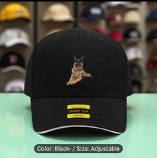 NEW BLACK BASEBALL CAP GERMAN SHEPHERD DOG MOTIFF ALSATIAN ALSATION BASE BALL