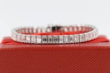 16CTW Emerald D/VVS1 Moissanite 14k White Gold Plated Wedding Tennis Bracelet