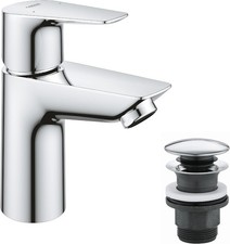 GROHE Start Edge - Basin Mixer Tap with Push-Open Waste Set, (Metal Lever, 28 Mm